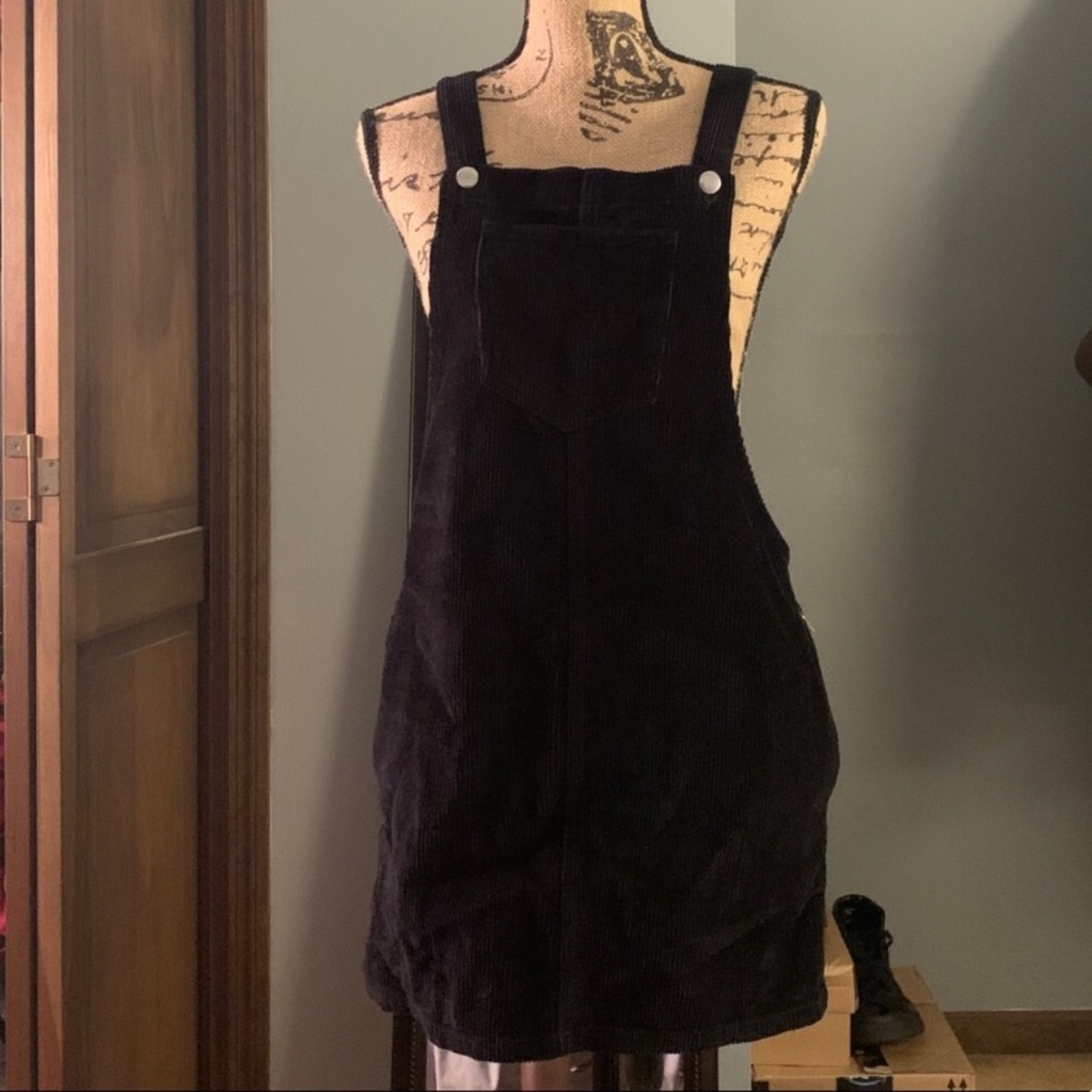 Black Corduroy Overall Dress